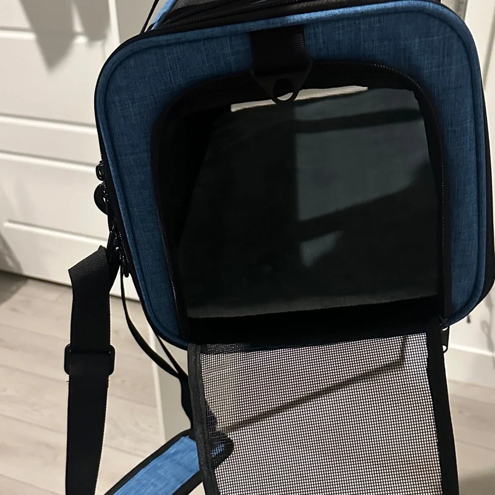 Blue Pet Carrier with Black Mesh - Picture 2 of 7